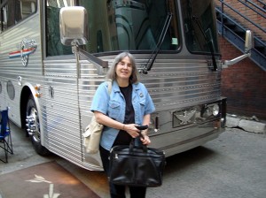 Sharry in front of Neil Young's tour bus at Massey Hall 2011